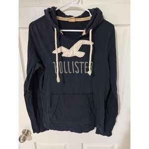 Y2K Vintage Hollister Navy Blue Seagull Logo Hoodie Surfer Cut Womens M